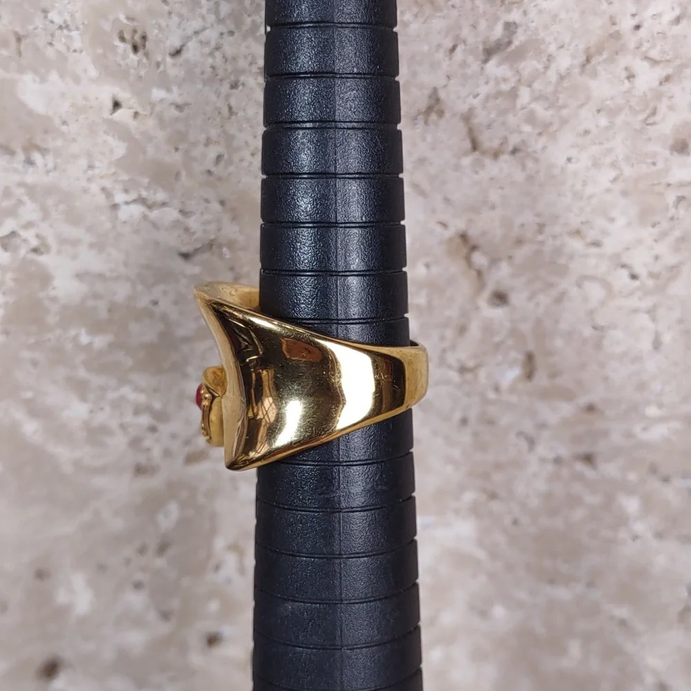 Rustic Cuff Gold Folded Band Ring - Picture 6 of 7